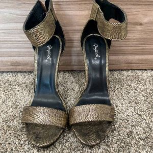 Gold snake skin heels